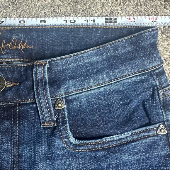 KUT from Kloth Nikki Raw Hem Mid Rise Kick Flare Jeans 4 stretch designer blue - Picture 10 of 12